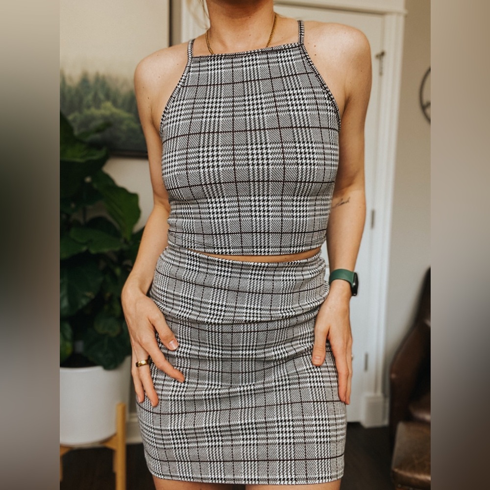 Plaid racer back/ skirt set